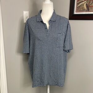 Johnnie O Polo Shirt Mens XL Blue Striped Hanging Out Golf Casual Logo Linen